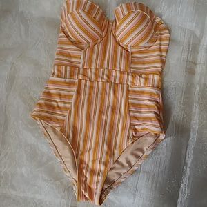 Stripe one piece swimsuit size small.